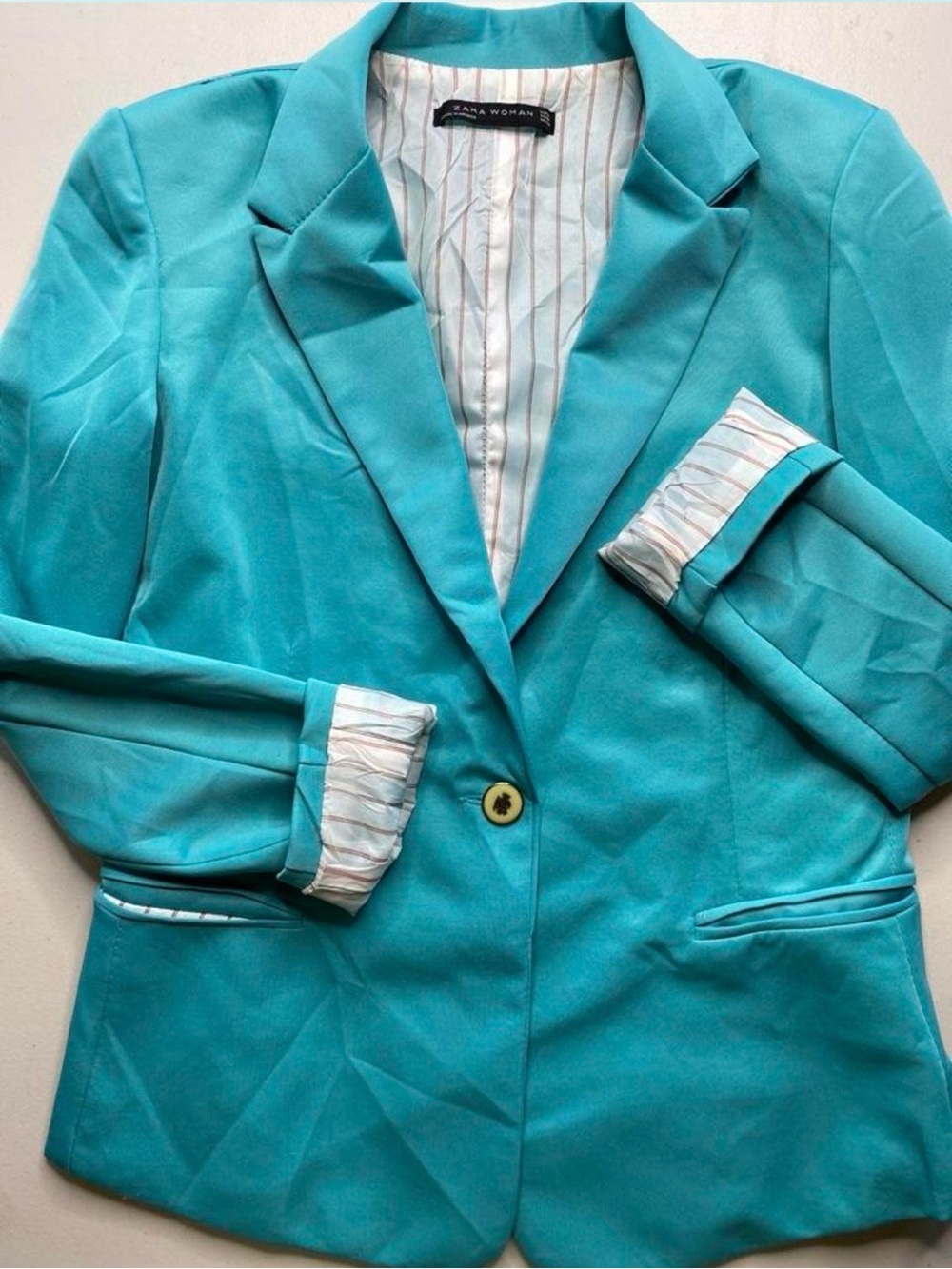 Vintage Zara Teal/Turquoise Single-Button Blazer
